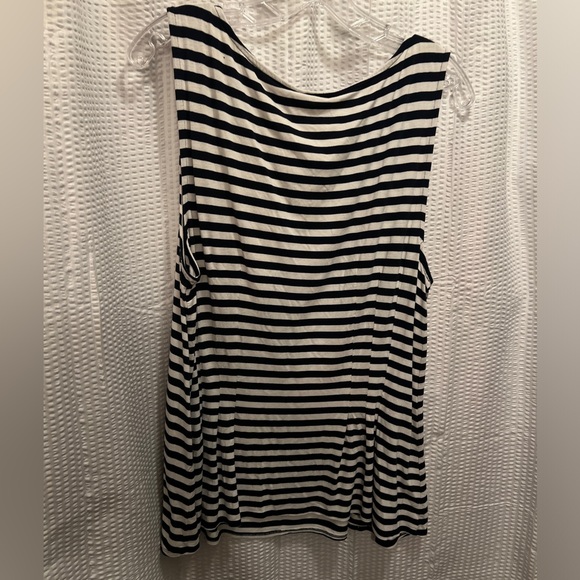 Banana Republic Pleated French Striped Knit Sleeveless Top, True Navy, Size XL - Picture 4 of 7